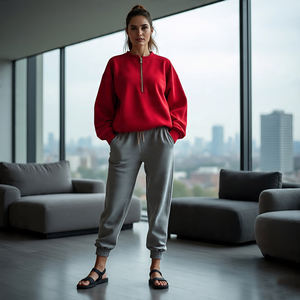 1/4 quart zip pull chemise, sweat et pantalons de survêtement femmes vêtements de sport Jogging entraînement porter surdimensionné Zip survêtement dames - Product Image 6