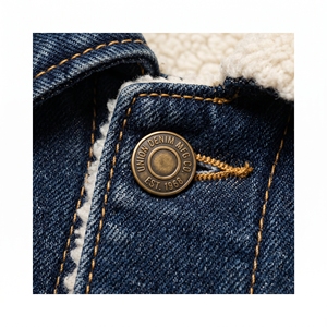 <b>Men's</b> Winter Solid Eco-Friendly Sherpa Lined Zippered Denim <b>Jacket</b> <b>Warm</b> Casual OEM ODM Wholesale Factory Custom Wash Low MOQ - Product Image 2