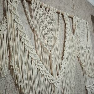 Handcrafted Bohemian Cotton Curtain Living Room <b>Wall</b> Hanging Wedding Backdrop with Rattan <b>Frame</b> Vertical Pattern for Home Decor - Product Image 2