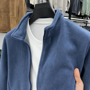 Oem Custom logo Design Casual Single Sweater <b>Men's</b> Stand Collar Zipper <b>Cardigan</b> Jacket Thick Warm Polar Fleece Jacket - Product Image 1