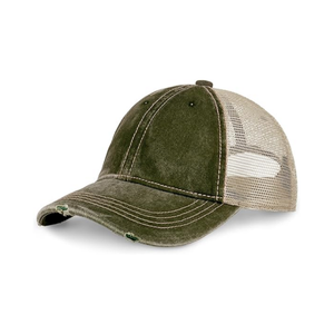 หมวกเบสบอลผ้าใบตาข่ายผ้ายีนส์ขอบโค้ง6แผงหมวกทรักเกอร์สตรีทผลิตจากเวียดนามโลโก้ออกแบบได้ตามต้องการ - Product Image 1