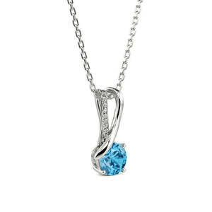 Pendentif Hallmark Simple Twist à coupe ronde en or blanc, perle d'eau douce, topaze, émeraude, turquoise, zircon, bijoux géométriques en platine - Product Image 2