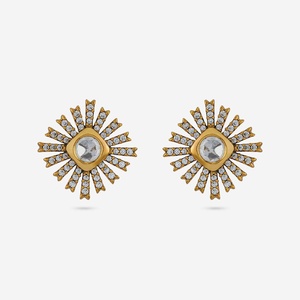 ต่างหูแบบหนีบทรงดาวรูปหัวใจ Kundan 187760 ประดับมุกและเพชร เหมาะสำหรับงานปาร์ตี้หรือโอกาสพิเศษ  ทำจากทองเหลือง ทองแดง และโลหะผสมสังกะสี เหมาะสำหรับเป็นของขวัญ - Product Image 1