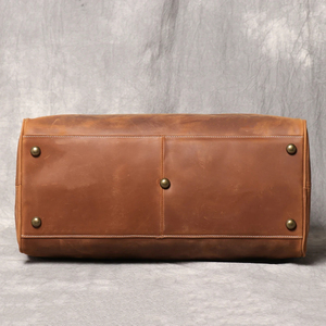 Sac de voyage en cuir véritable, sac de week-end, marron, grande capacité, pliable, léger, écologique, durable - Product Image 2