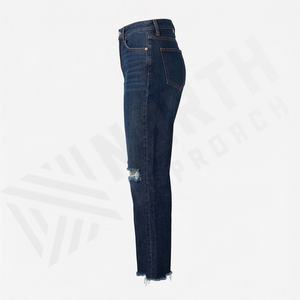 Jeans de Mujer Retro de Tiro Alto y Pierna Recta, Pantalones Vaqueros Transpirables con Bolsillos Decorativos y Estampado Sexy, Estilo Urbano Elegante - Product Image 3