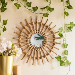 Miroir de cadre en rotin Vintage tissé à la main 100% écologique Non toxique taille personnalisée décoration murale suspendue en jonc de mer Vietnam - Product Image 5