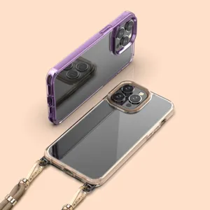 Custom Color Clear Transparent Bulk Cell Phone Case With Lanyard Accessory Shockproof Mobile Phone Case For Samsung For iPhone