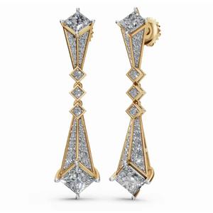 Boucles d'oreilles exclusives en or 14 carats, design nébuleuse céleste, princesse et taille ronde, bijoux cultivés en laboratoire, vente en gros - Product Image 1