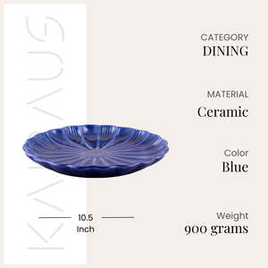 Modern Teal Blue Flower-Shaped <b>Ceramic</b> <b>Plates</b> Set 4 10.5 Inch Wedding <b>Plate</b> for Parties Events Customizable for Hotels Kitchens - Product Image 5