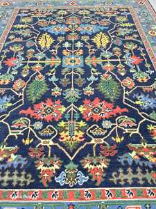 Oshak พรมขนสัตว์คุณภาพระดับพรีเมี่ยมพรมวูลฮาริซดีไซน์หรูหรูหรู8x10พรมสีน้ำเงินสีเหลืองโบราณปูพื้นหรูหราครอบคลุมห้องสวดมนต์ - Product Image 5