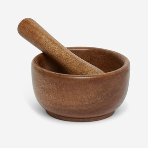 Vente en gros en usine, herbes, épices, mortier et pilon de cuisine, ensemble d'outils de compression, bois naturel, bambou, presse-ail personnalisé - Product Image 1