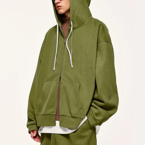 Sweats à capuche unisexes zippés décontractés avec logo personnalisé pour la broderie hiver Streetwear cordon épaule tombante couleurs personnalisées - Product Image 3