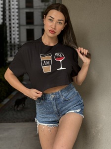 Ropa informal para el día a día para mujer Top corto elegante a la moda Yoga Gym Activewear Camisetas sueltas Color sólido disponible Impresión personalizada - Product Image 5