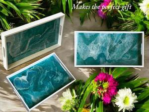 Plateau en résine à motif floral artisanal pour centre de table et décoration de salon, décoration d'intérieur haut de gamme - Product Image 4