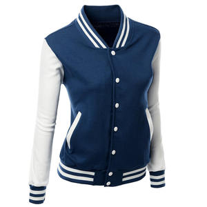Latest Style <b>Lightweight</b> Varsity <b>Jacket</b> Heavyweight Wool Body Leather Sleeves Stand collar <b>women</b> varsity <b>jacket</b> - Product Image 5