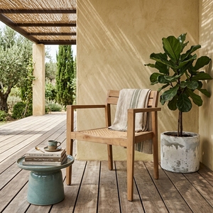 Solid Teak Wood <b>Armchair</b> Slatted Backrest Natural Finish Comfortable Portable Outdoor Patio Garden <b>Dining</b> Chair - Product Image 2