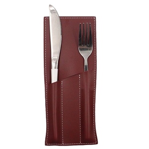 Porte-couverts en cuir de luxe écologique fait à la main de qualité supérieure pour organisateur de salle à manger de restaurant LRCH-0087 de rangement élégant - Product Image 3