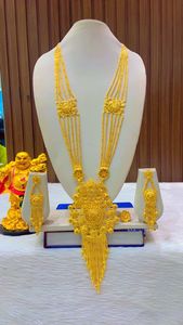 ชุดเครื่องประดับแฟชั่นดูไบชุบทอง 24K สร้อยคอ ต่างหู กำไล หวี เข็มกลัด ทำจากทองแดง สำหรับประเทศบัลแกเรีย - Product Image 5