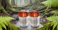 Accessoires de verres en cuivre de conception classique cuivre avec acier en relief fini menthe Julep tasse accessoires de verres en cuivre