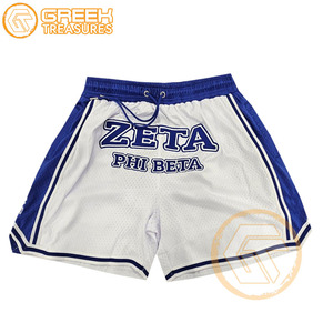 100% poliéster bordado transpirable venta al por mayor personalizado Zeta Phi Beta mujeres pantalones cortos Sorority ropa fraternidad malla pantalones cortos - Product Image 1