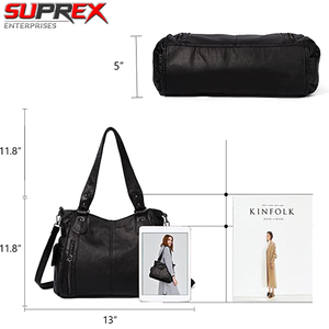 SUPREX ENTERPRISES Purses Handbags for Women Large Hobo Shoulder <b>Bags</b> <b>Soft</b> PU <b>Leather</b> Multi-Pocket Tote <b>Bag</b> Hand-painted - Product Image 2