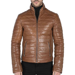 Veste matelassée en cuir élégante avec rembourrage isolant, design résistant au vent et coupe confortable pour tous les jours - Product Image 1