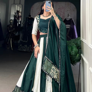 Nouveau dernier rayonne pur imprimé avec papier miroir travail Lehenga Choli fête porter - Product Image 2