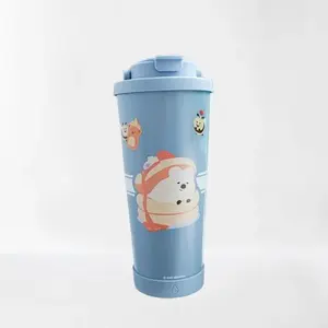 KiKi QUOKKA Tasse en acier inoxydable de style gaufré HAPI de 710ml avec paille Conception saine et écologique pour la rentrée des classes - Product Image 1