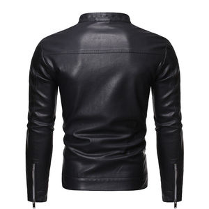 Vestes Slim Fit de style américain en cuir artificiel pour hommes avec col montant et motif de dessin animé - Product Image 3