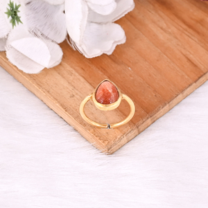 Anillo de Plata de Ley 925 Chapado en Oro Amarillo de Moda, Joyería Hecha a Mano, Anillo Elegante con Piedras Preciosas, Anillo de Piedra Solar Natural para Mujer - Product Image 4