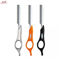 Ciseaux de coiffure 2025 en acier inoxydable pour hommes, rasoirs manuels à effiler, manche en plastique, lame unique réutilisable, couleurs personnalisées