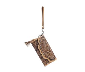 Monedero de moda occidental de cuero genuino para mujer, billetera hecha a mano tallada a mano con tarjetas RFID y ranuras para efectivo - Product Image 4