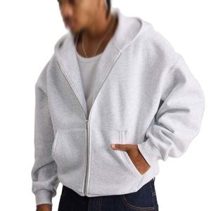 Sudadera con Capucha Unisex, Estilo Casual, Lavado Ácido, Bordada, Antiarrugas, con Cierre, Color Blanco Sólido, Superventas 2025 - Product Image 1
