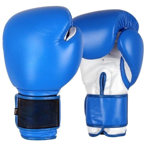 Blue PU Boxing Gloves <b>Velcro</b> Wrist Closure Adjustable <b>Strap</b> For Adults 14 Years & Up Unisex Training Use - Product Image 6