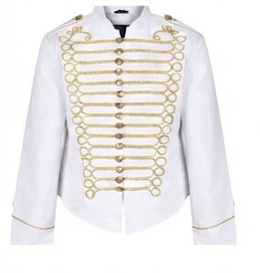 <b>White</b> Steampunk <b>Jacket</b> Napoleonic Hussar Coat Historical Uniform Style for <b>Men</b> Parade Costume - Product Image 1