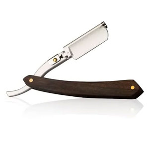 Nuevo diseño Barber Razor Acero inoxidable Madera Handel Plegable Straight Edge Barber Razor Afeitadora manual con impresión de logotipo personalizado - Product Image 1