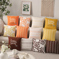 Funda de Cojín Estilo Boho Rústico, Funda de Almohada Decorativa de Poliéster Suave con Estampado de Hojas y Flores para Sala de Estar