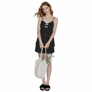 Conjunto de Pijama de Algodón Modal para Mujer con Logotipo Personalizado, Transpirable, con Estampado Floral, Ropa de Dormir Sexy con Camisola Acolchada para Verano - Product Image 2