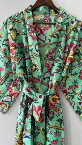 Vert 100% coton indien plage Kimono Robe hiver douche peignoir Robe de chambre ODM vêtements de plage - Product Image 2