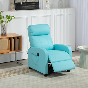 Homcom massage thư giãn ghế với điều khiển từ xa và 8 chương trình ngả nghi chân bầu trời màu xanh PU & thép 68x88x98cm - Product Image 2