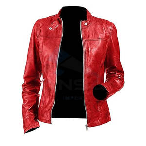 Veste en cuir de motard décontractée pour femmes, en cuir d'agneau véritable, veste de moto élégante, vêtements d'extérieur décontractés pour femmes - Product Image 5