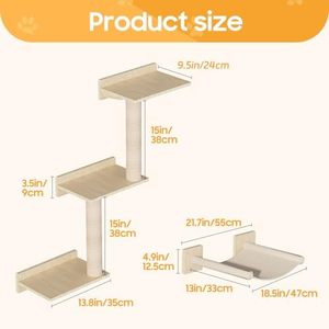 Scratch Resistant Sisal Wall Mounted Cat Shelves Stairs Perch Cat Hammock <b>Steps</b> Pet Cat Wall Shelves and Perches Furniture Set - Product Image 2