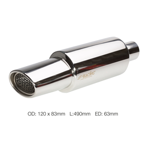 Silenciador ovalado de 63 mm de diámetro interior en acero inoxidable - Product Image 2