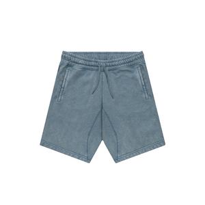 กางเกงขาสั้นซับเหงื่อของผู้ชายผ้าย้อมสีจางแบบวินเทจผ้า100% ความเป็นกรดแห้งเร็วสไตล์สตรีท - Product Image 4