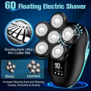 Afeitadora Eléctrica Corporal 6 en 1 para Hombres Calvos, Maquinilla de Afeitar Rotatoria Inalámbrica con Pantalla LED, Incluye Cortapelos y Recortador de Vello Nasal, IPX7 - Product Image 3