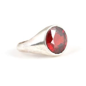 Anillo Redondo de Plata de Ley 925 para Hombre con Incrustaciones de Rubí Sintético, Bañado en Rodio, para Uso Diario - Product Image 6