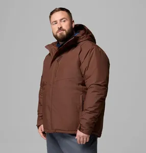Veste d'hiver rembourrée à capuche pour homme, en polyester épais, coupe-vent, fermeture éclair, style décontracté, couleur unie, chaude et matelassée - Product Image 3