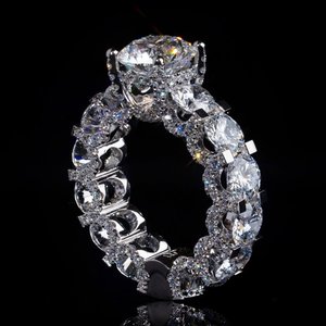 Sang trọng đá ra đầy đủ Eternity Nhẫn kim cương | 925 Sterling Bạc | lớn vòng trung tâm đá | vvs moissanite | tùy chỉnh đồ trang sức - Product Image 1