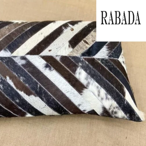 Funda de almohada de cuero de vaca lumbar hecha a mano marrón y blanco patchwork flecha diseño funda de cojín envío gratis - Product Image 1