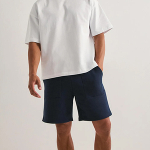 Pantalones cortos de gimnasia de algodón 100% al por mayor pantalones cortos de entrenamiento informales medios transpirables de felpa francesa deportivos de peso pesado para hombres sólidos - Product Image 3